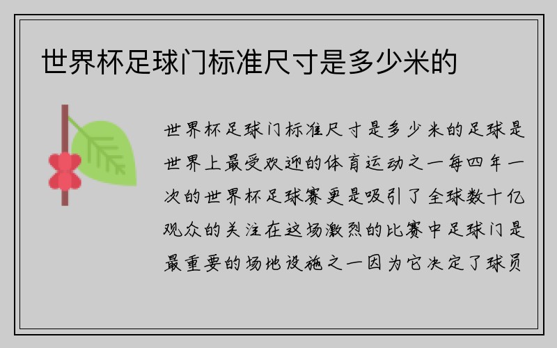 世界杯足球门标准尺寸是多少米的