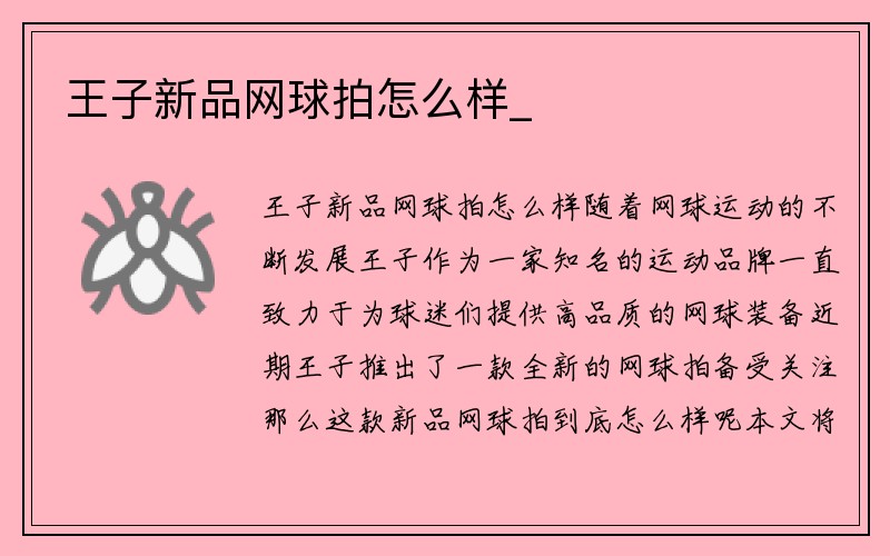 王子新品网球拍怎么样_