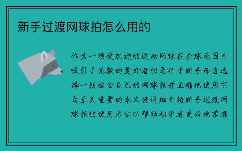 新手过渡网球拍怎么用的