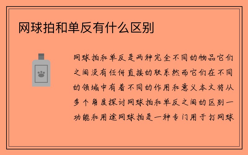 网球拍和单反有什么区别