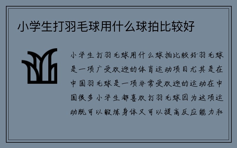 小学生打羽毛球用什么球拍比较好