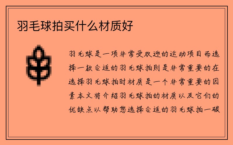 羽毛球拍买什么材质好