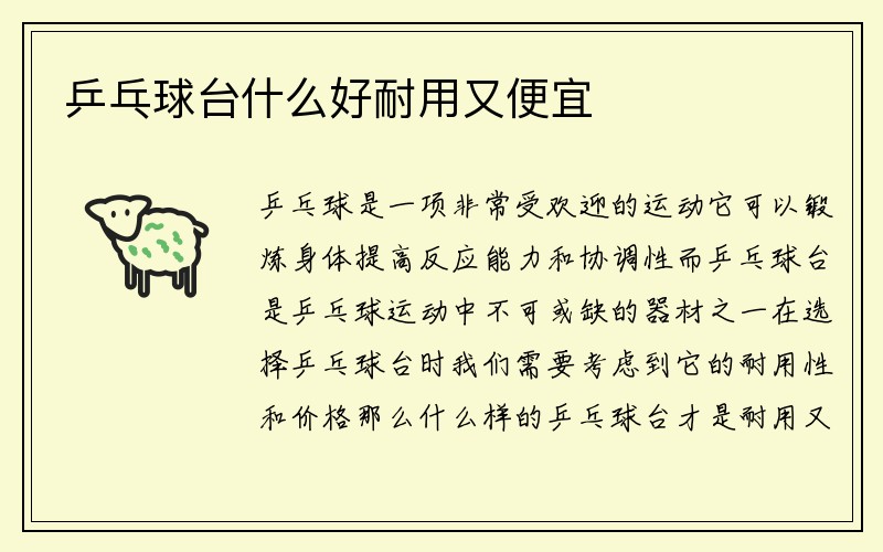 乒乓球台什么好耐用又便宜