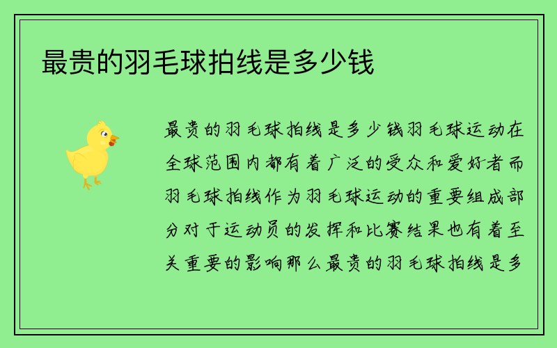 最贵的羽毛球拍线是多少钱