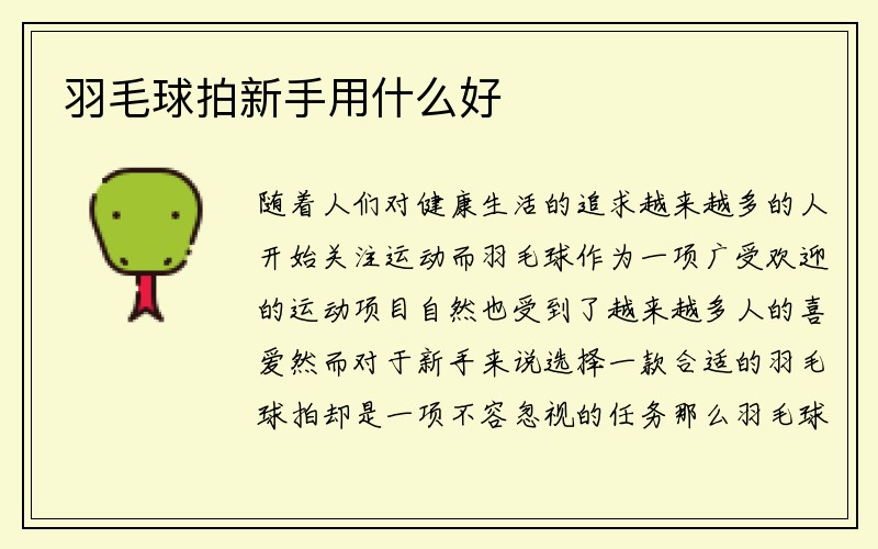 羽毛球拍新手用什么好